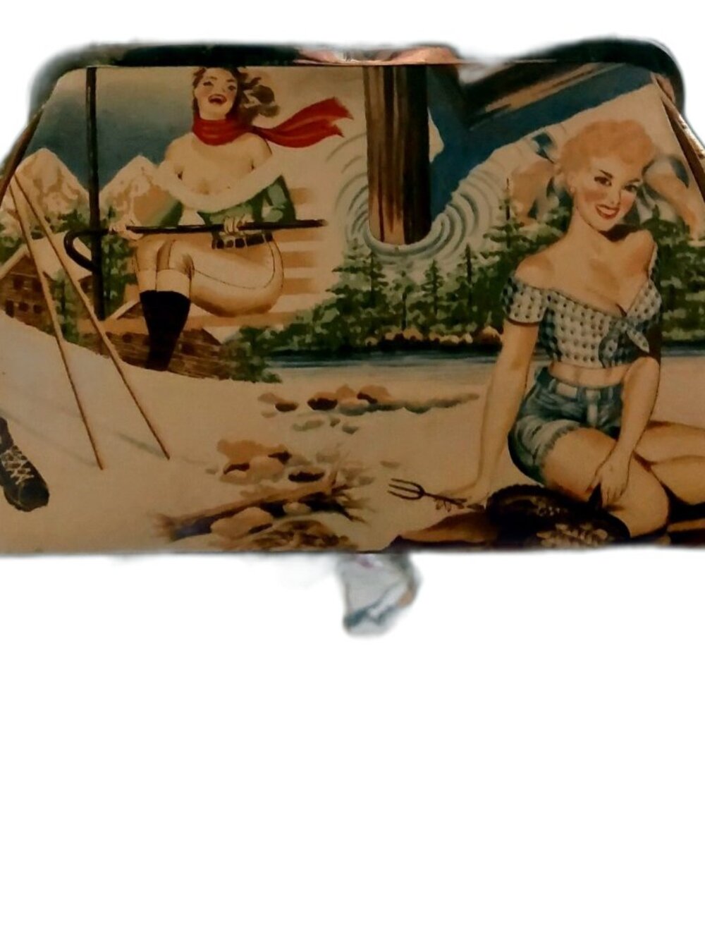 Isabella Fiore Glammer 50s Pinup Maybe Girl Kiss Lock Frame Handbag Y2K Beaded